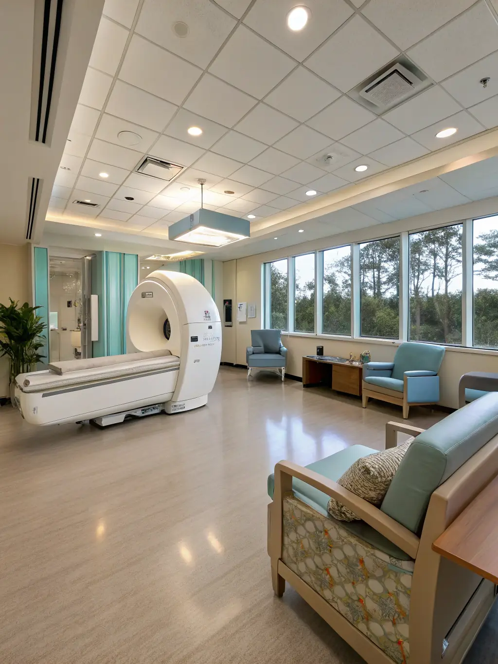 A photograph of a medical office upgrade, showing modern equipment, comfortable waiting areas, and a clean, professional environment that meets healthcare standards.